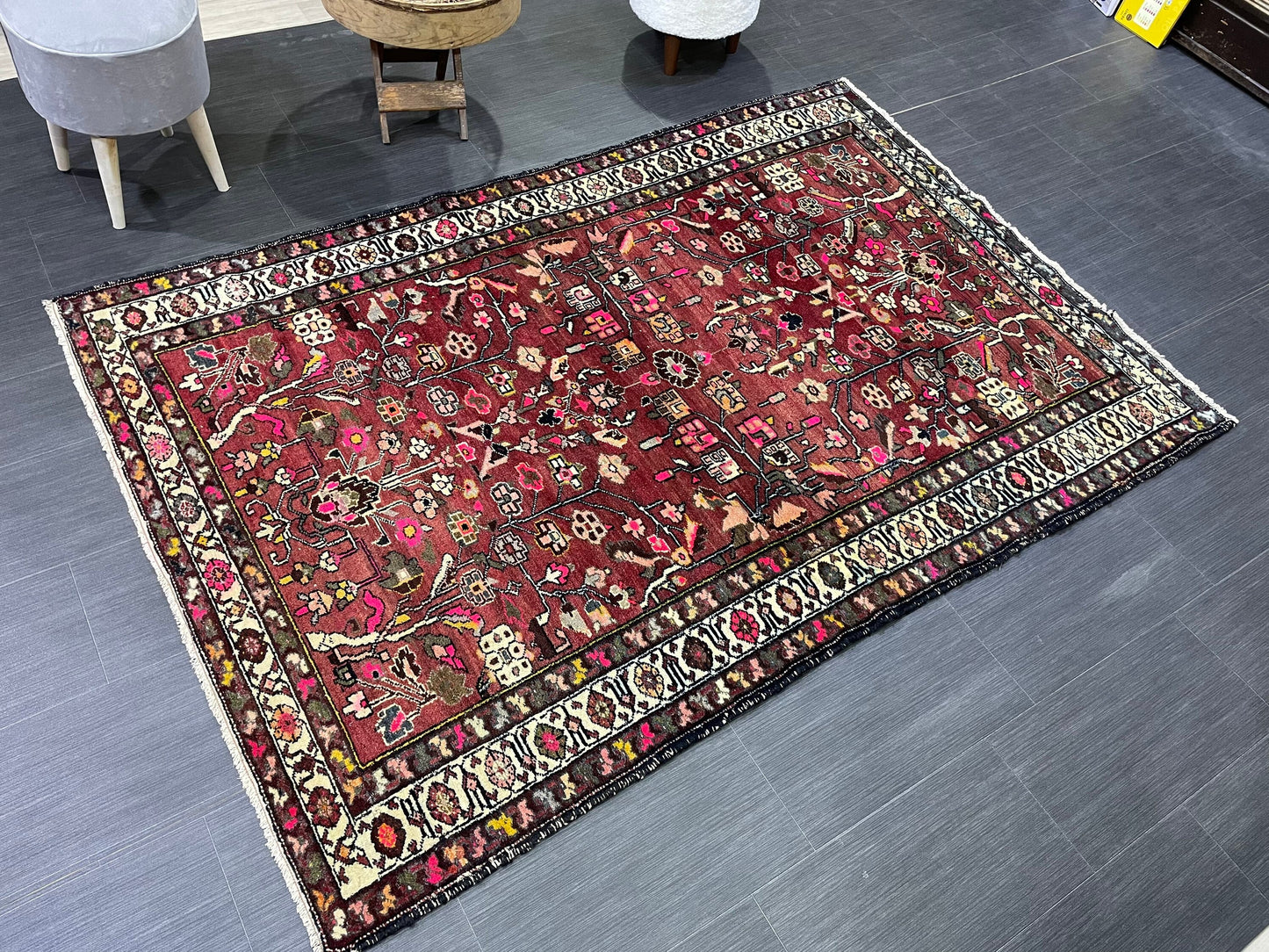 Persian RUG, Fine Hand Knotted 4.6 x 6.9 Rug, Turkish Vintage Oriental Rug, Vintage Rug, Fine Knotted Antique Rug, Wool Living room Rug,