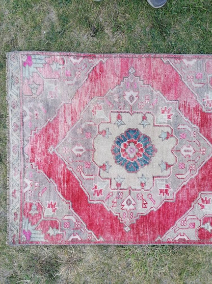 Oushak runner, turkish wool runner rug, vintage hallway runner 3x10'2 unique hand made wool rug kitchen runner rug,