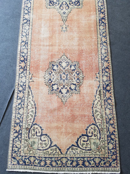 Vintage runner rug, oushak runner 3x11’7 turkish runner rug, kitchen runner