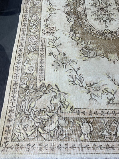 Antique Rug, Vintage 6.3 x 10 Rug, Turkish Wool Rug, Oushak Rug, Distressed Hand Knotted Rug, Persian Rug, Handmade Rug