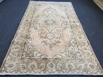 Vintage Rug Oushak 4 x 7.7 Rug Turkish Rug Muted Hand Knotted Wool Rug Handmade Rug Oriental Rug