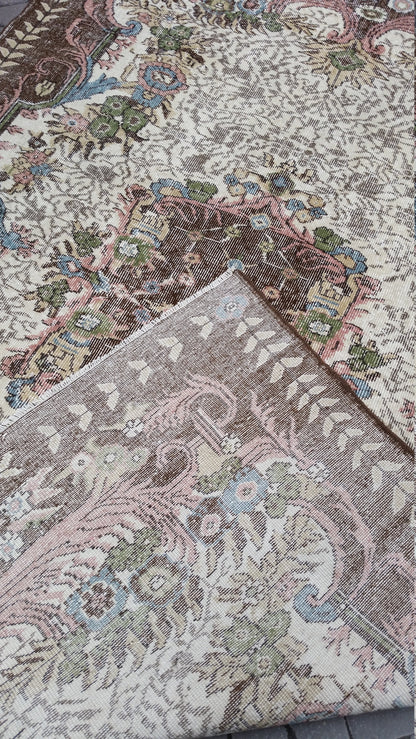 6.6 x 10 Vintage rugs Turkish rug  Oushak Rug Oriental Rug Hand Knotted Wool Rug Vintage Persian Rug