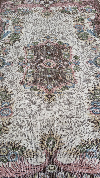 6.6 x 10 Vintage rugs Turkish rug  Oushak Rug Oriental Rug Hand Knotted Wool Rug Vintage Persian Rug