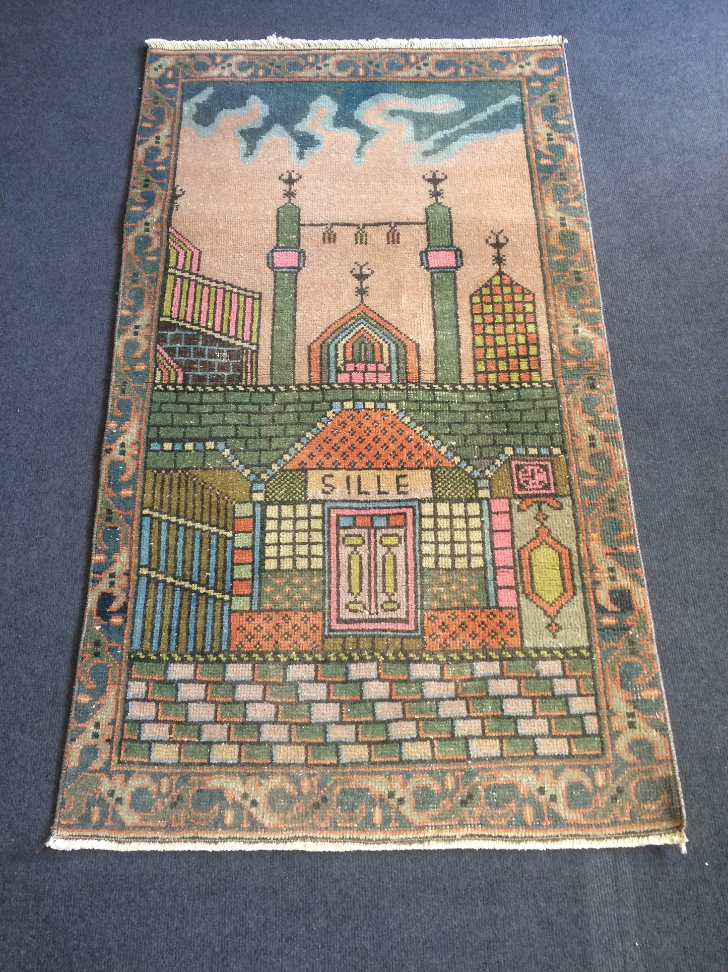 Turkish Rug, Oushak Rug, Oushak Rugs, Wool Oushak Rug, sufi mevlana Tapestry  Rug, Farmhouse Rug, Vintage Rug, Prayer Rug, Hand Made Rug