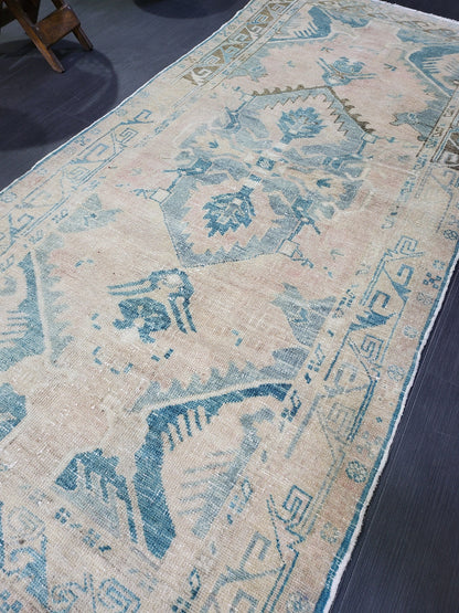 OUSHAK RUG, TURKISH 3.4 x 7.2 Rug, Vintage Persian Rug, Vintage Rug, Wool Handknotted Rug, Handmade Rugs, Vintage Turkish Rug