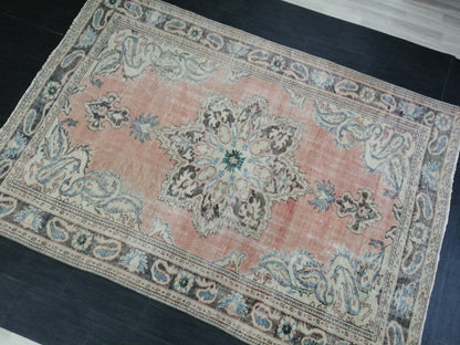 6.7 x 9.7 Large OUSHAK RUG TURKISH Oushak Rug Vintage Oushak Runner Rug Vintage Runner Rug Muted Wool Oushak Rug Hand Made Rugs Art Rug