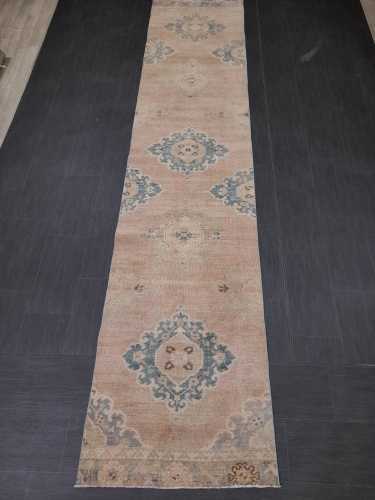 Muted Vintage Runner Rug 2.8 x 13 Muted Hallway Runner Kitchen Runner Rug Muted Staircase Runner Rug Muted Oushak Rug XĹ Turkish Runner Rug