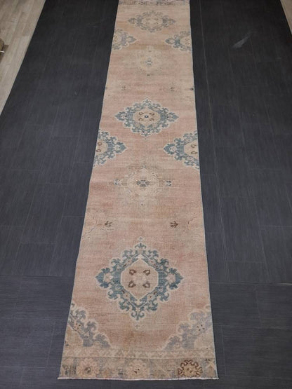 Muted Vintage Runner Rug 2.8 x 13 Muted Hallway Runner Kitchen Runner Rug Muted Staircase Runner Rug Muted Oushak Rug XĹ Turkish Runner Rug