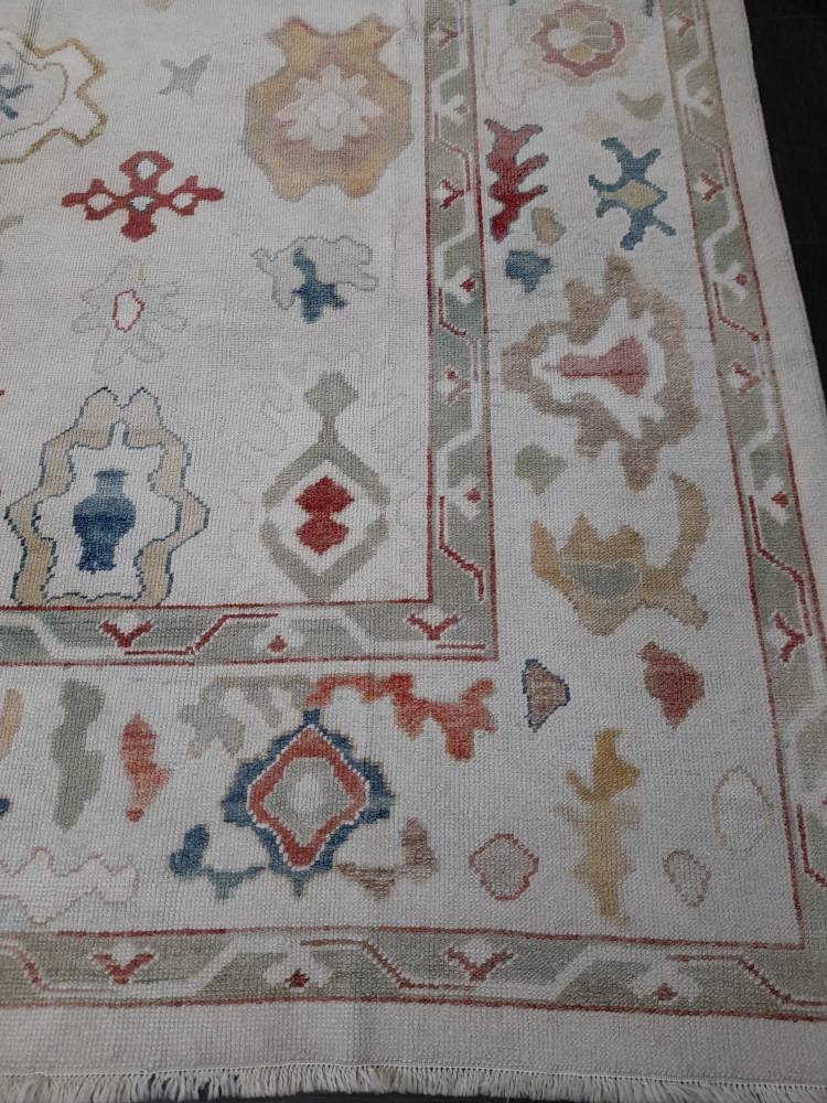 9x12 Vintage OUSHAK RUG Authentic TURKISH Oushak Rug Vintage Oushak Rug Wool Oriental Rug Hand Made Rug Hand Knotted Rug Turkish Natural Dye