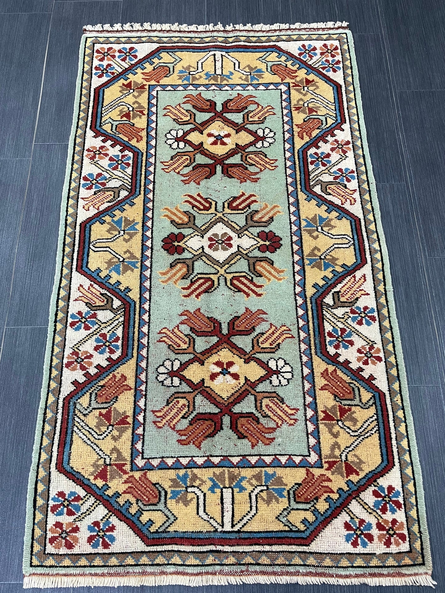 Muted Handmade Rug 2.5 x 4.5 Wool Rug, Oushak Rug, Rustic Rug, Bohemian Rug, Farmhouse Rug, Vintage  Persian Rug