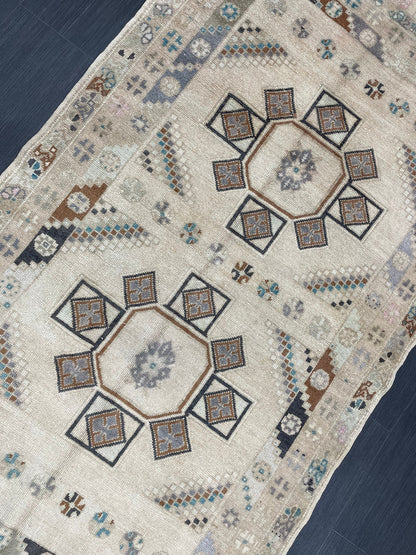 Muted Handmade Rug Muted  3.6 x 6.8 Vintage Rug Wool Oushak Rug Hand Made Rugs Vintage Turkish Rug Living Room Rug