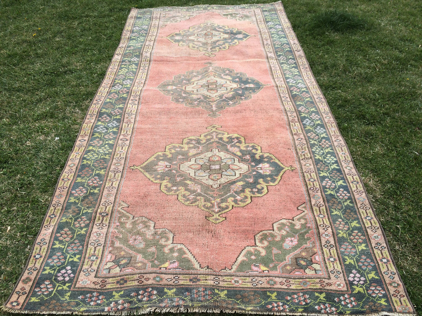 10.3 x 5 Oushak Wool Rug, Vintage Oushak Rug, Oushak Rug, Wool Rug, Vintage Turkish Rugs, Vintage Rugs