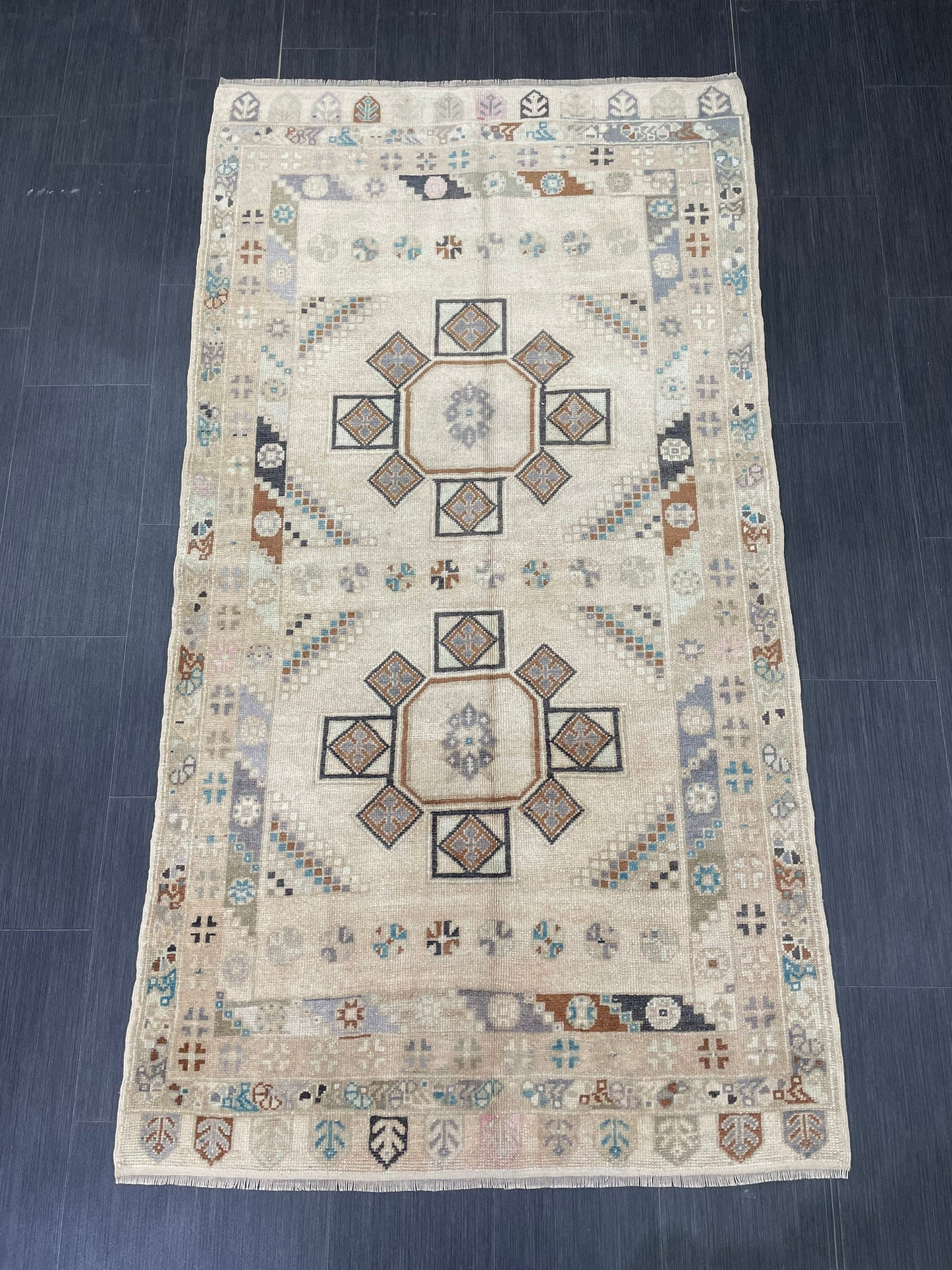 Muted Handmade Rug Muted  3.6 x 6.8 Vintage Rug Wool Oushak Rug Hand Made Rugs Vintage Turkish Rug Living Room Rug