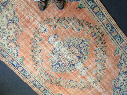 Vintage Rug Turkish Rug Oushak  Rug Bohemian Rug Living Room Rug Wool Oushak Rug Hand Made Rug