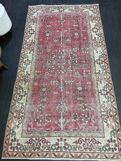 Persian RUG, TURKISH Rug, Handknotted 3.8 x 7 Rug, Oriental Rug, Vintage Rug, Handmade Rug, Turkish Rug Antique Rug