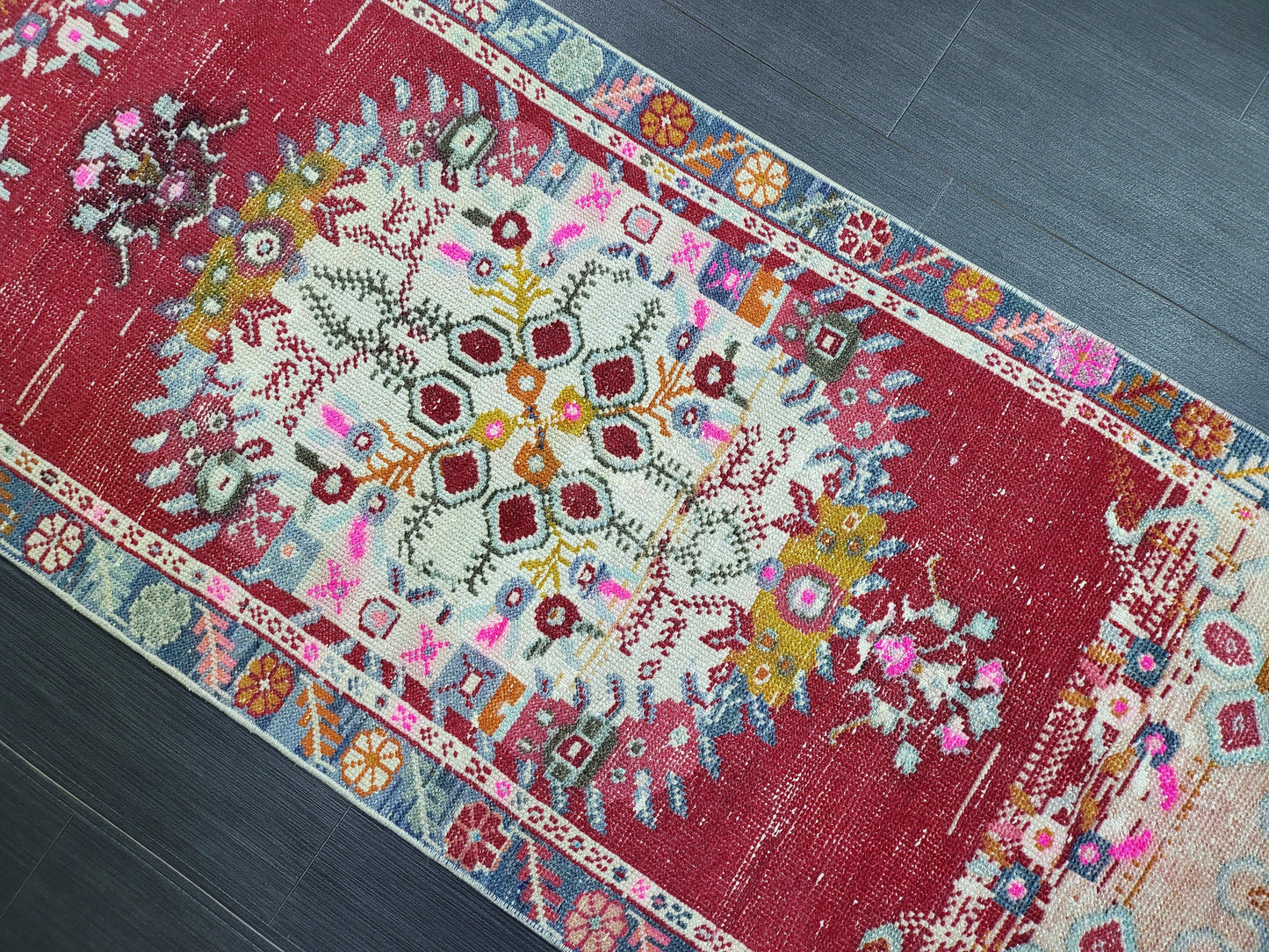 Antique Rug, Vintage Rug, Turkish 2.6 x 6 Wool Rug, Oushak Rug, Fine Knotted Rug, Hand Knotted Rug, Persian Rug, Handmade Rug