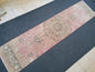 Turkish runner rug 10'7x2'7 pink runner rug, vintage oushak runner  kitchen runner rug, hallway runner rug, vintage runner oushak runner rug