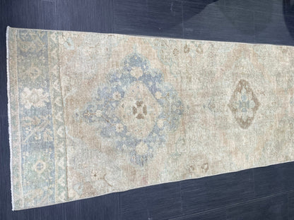 Muted Vintage Runner Rug, Handmade 2.6 x 12.8 Runner Rug, Turkish Runner Rug, Hallway Runner Rug, Persian Kitchen Runner Hand Knotted Runner