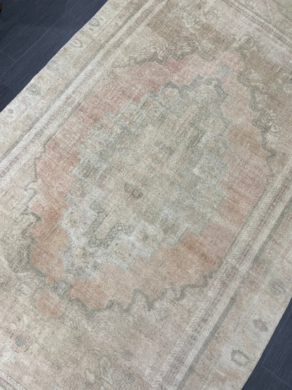 MUTED Vintage RUG 5x9 TURKISH Oushak Rug Vintage Hand Knotted Rug Antique Persian Hand Made Rugs Turkish Rug Handmade Wool Rug