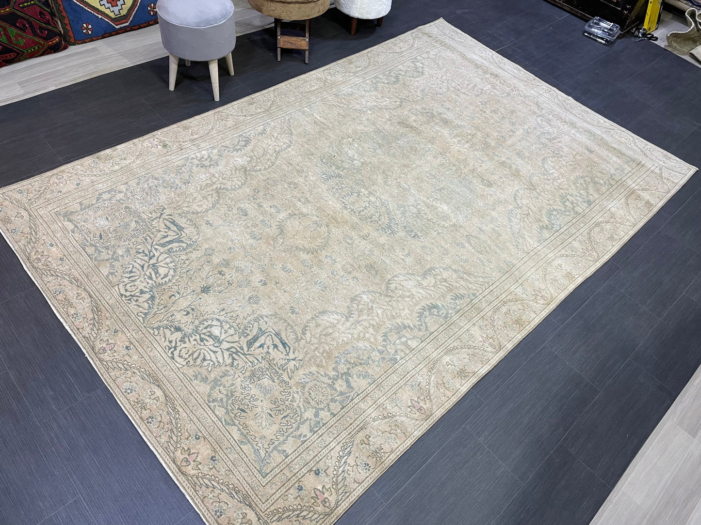Muted Persian Rugs, 6 x 9.4 Vintage Rug, Oushak Rug, Rustic Rug, Fine Hand Knotted Rug, Farmhouse Rug, Wool Handmade Rug