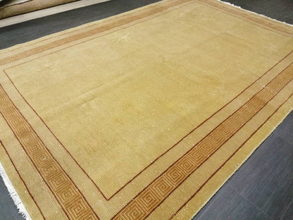 Oriental RUG 6.5 x 9.6 Brown TURKISH Oushak Rug Vintage Wool Rug Vintage Persian Rug Wool Nepal Rug Hand Made Rug Neutral Wool Rug