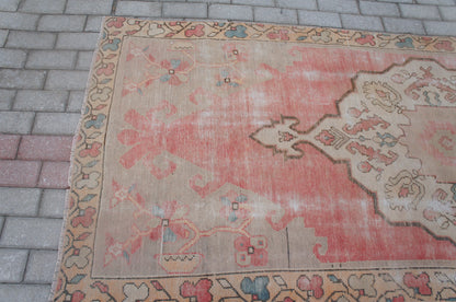 Vintage Pink rug, Vintage Turkish Rug, Oushak  Rug, Hand woven Rug, Bohemian Rug , Oriental Rug, Muted Vintage rug,