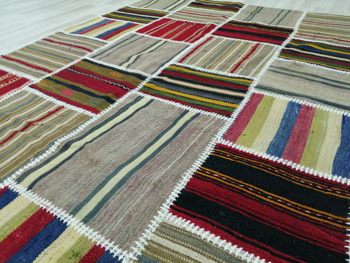 Hand Made Patchwork  Rug, Oushak Rug, Rustic Rug, Bohemian Rug, Rug Runner, Turkish Rug, Farmhouse Rug, Vintage Rug, Wool rug