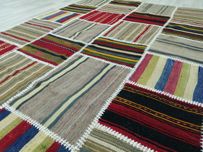 Hand Made Patchwork  Rug, Oushak Rug, Rustic Rug, Bohemian Rug, Rug Runner, Turkish Rug, Farmhouse Rug, Vintage Rug, Wool rug