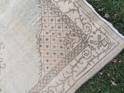 6'8x3'10 muted vintage rug, turkısh rug, oushak turkısh rug, kıtchen rug,wool area rug,kıtchen oushak rug