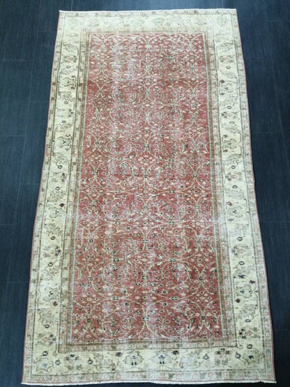 Knotted Rugs, 6.7 x 3.7 Hand Made Rug, WOOL Oushak Rug, Rustic Rug, BohO Rug, Rug Runner, Turkish Rug, Farmhouse Rug, Vintage Rug, Wool rug