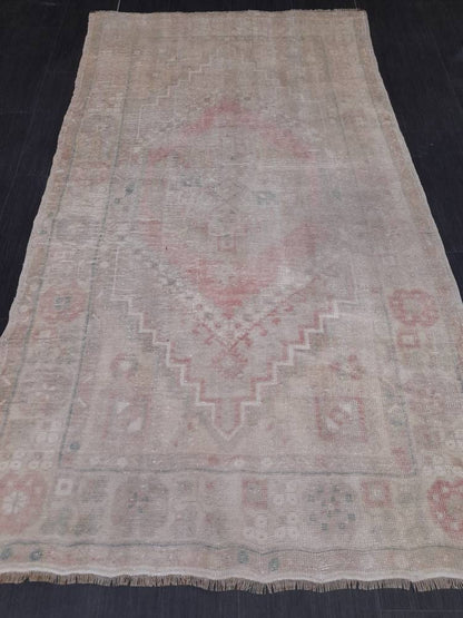 Muted Turkish Muted 3.5 x 6.4 Oriental Rug Large Area Rug Distressed Vintage Rug store Oushak Rug  Muted Rug Hand Knotted Rug