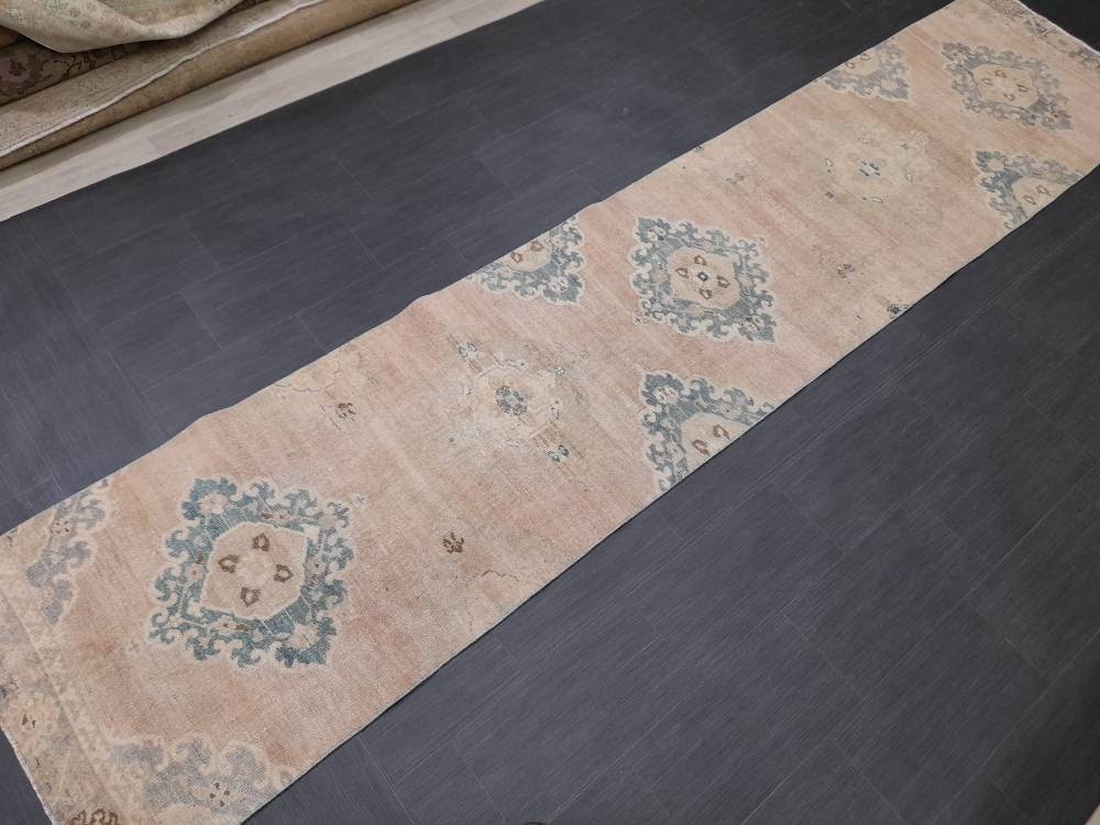 Muted Vintage Runner Rug 2.8 x 13 Muted Hallway Runner Kitchen Runner Rug Muted Staircase Runner Rug Muted Oushak Rug XĹ Turkish Runner Rug