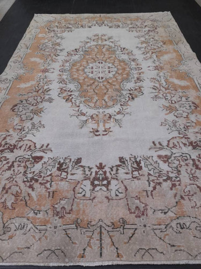 Muted Turkish Vintage Hand Made Rug 6.5 x 10 Oushak Rug, Rustic Rug, Muted Rug, Vintage Turkish Rug, Farmhouse Rug, Vintage Rug, Wool rug