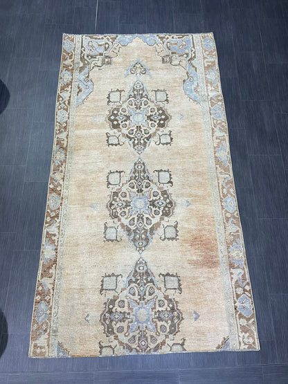 Turkish Rug, Muted Handknotted 4.5 x 8.3 Rug, Handmade Rug, Persian Rug, Vintage Wool Rug, Turkish Kitchen Rug