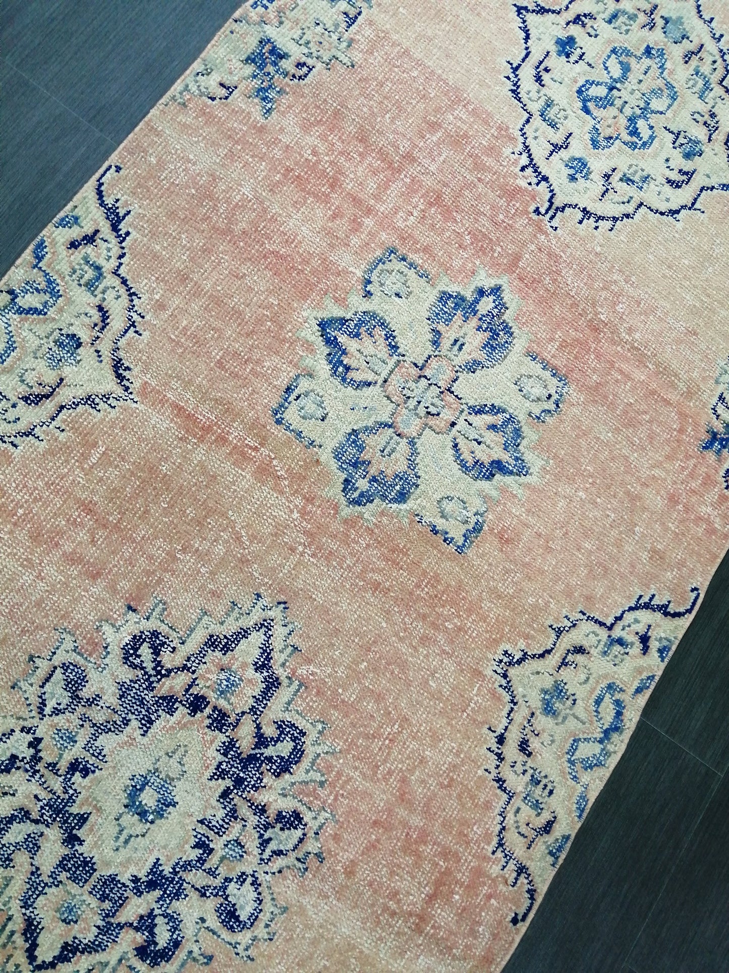 Distressed Oushak Runner Rug 12 x 3.4 Turkish Runner Rug Vintage Runner Rug Hallway Runner Rug Kitchen Runner Rug Wool Runner