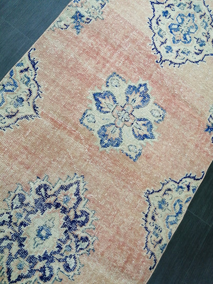 Distressed Oushak Runner Rug 12 x 3.4 Turkish Runner Rug Vintage Runner Rug Hallway Runner Rug Kitchen Runner Rug Wool Runner