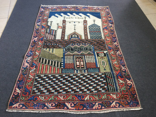 Konya Mevlana Tapestry Rug OUSHAK RUG TURKISH Rug Vintage Oushak Runner Rug Vintage Runner Rug Wool Oushak Rug Hand Made Rugs Sufi Rug