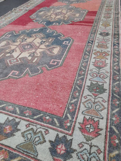 Muted Vintage Runner Rug 4.8 x 11 Oriental Runner Rug muted Turkish Runner Rug Hallway Runner Rug Kitchen Runner Rug Wool Runner Rug