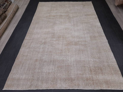NEUTRAL Vintage OUSHAK RUG 6.5 x 10 Neutral Large Vintage Rug Wool Varigated No Dye Rug Turkish Muted Hand Made Rugs Vintage One Plain Rug