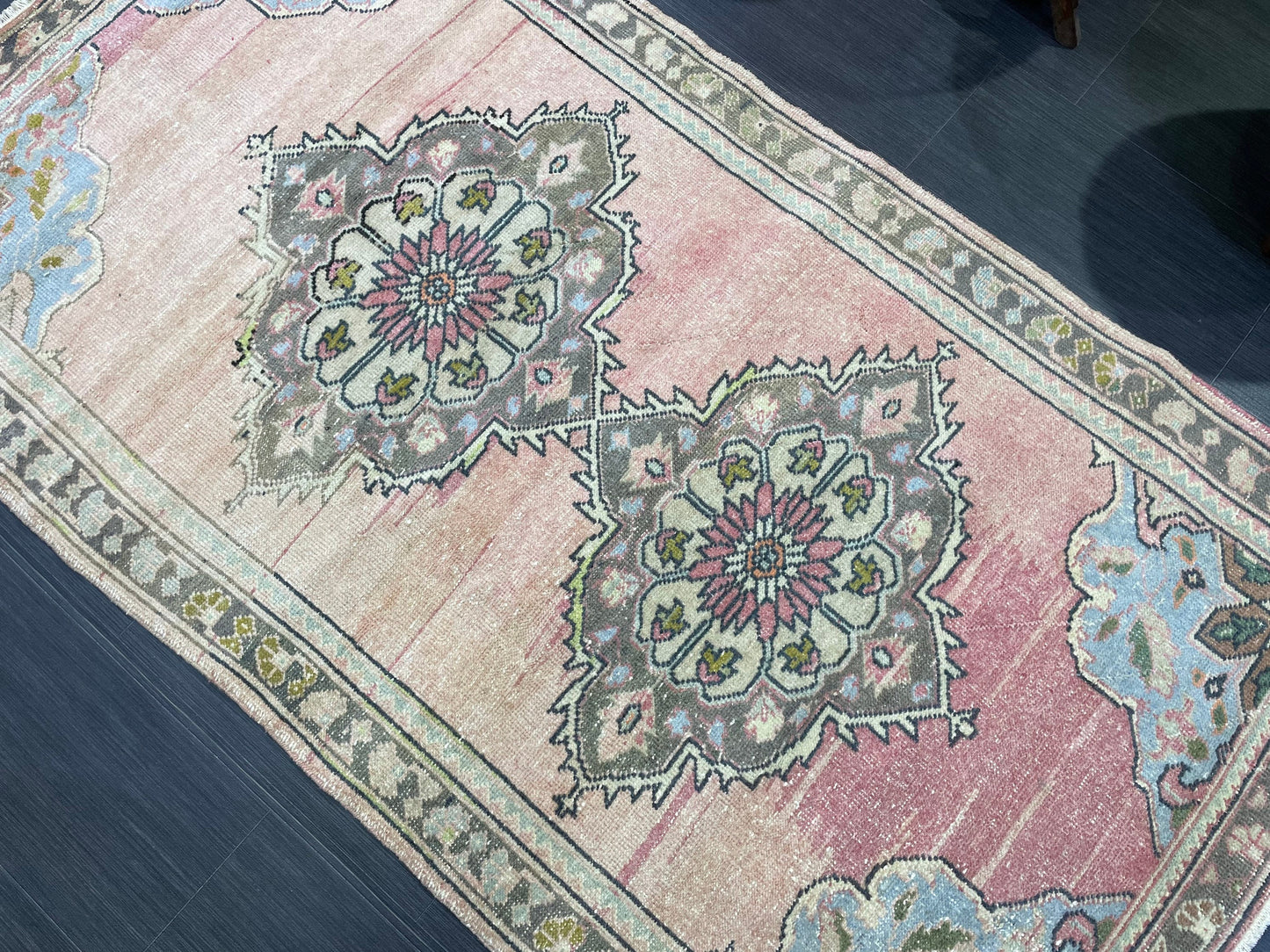 Antique Rug, Vintage 3.8 x 6.8 Rug, Turkish Wool Rug, Oushak Rug, Hand Knotted Rug, Persian Rug, Handmade Rug