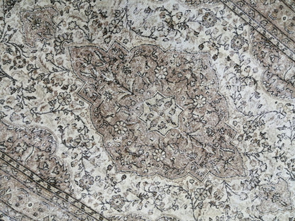 Neutral Rugs, 6.5 x 9.8 Vintage Rug Hand Made Rug, Muted Oushak Rug, Rustic Rug, Turkish Rug, Farmhouse Rug, Wool rug