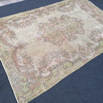 10'x6'6 large vintage rug, oushak turkish rug, floor rug, living room rug