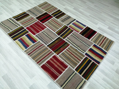Hand Made Patchwork  Rug, Oushak Rug, Rustic Rug, Bohemian Rug, Rug Runner, Turkish Rug, Farmhouse Rug, Vintage Rug, Wool rug