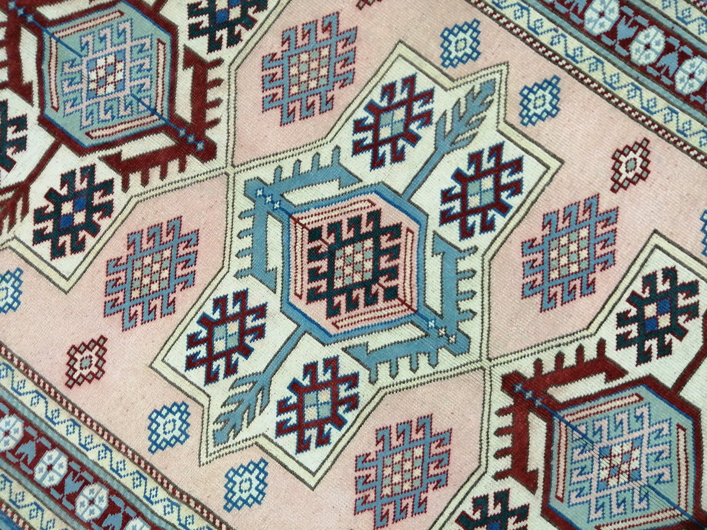 Muted Pink and Blue Wool RUG 5.8 x 3.9 Vintage Oushak Rug Vintage Rug Wool Oushak Rug Hand Made Rugs Vintage Turkish Rug