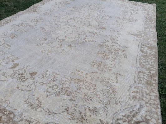 Large turkısh rug ,vıntage rug, pastel vıntage turkısh rug, hand made rug,wool rug 9'8x6'4 feet