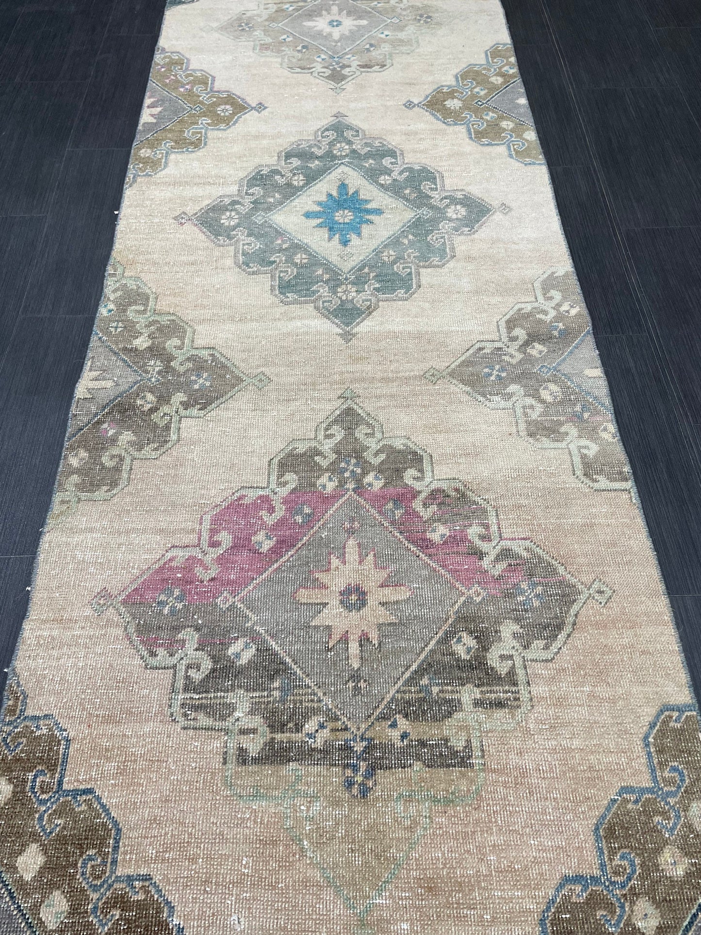 MUTED Oriental Runner Rug 3 x 12.6 Runner Antique TURKISH Runner Faded Vintage Runner Rug Muted Vintage XL Turkish Muted Runner Rug