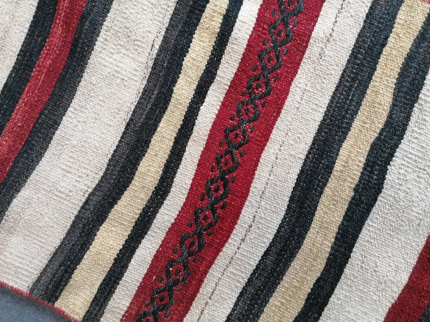 Vintage rug , flat woven kilim rug with embroidery rug, oriental carpet, vintage kilim rug wool carpet rug, flat pile rug 18'10x1'10 feet
