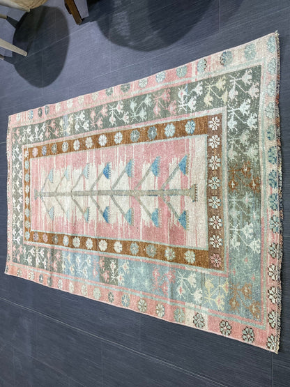 TURKISH Rug, Vintage 3x5 Wool Rug, Oushak Rug, Hand Knotted Rug, Anatolian Rug, Persian 100% Wool Rug, Handmade Rug