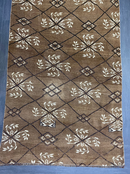 Turkish Rug, Vintage 3.6 x 11.3 Rug,Handmade Oushak Rug, Farmhouse Rug, Hand Knotted Wool Rug, Rustic Rug, Vintage Turkish Rug