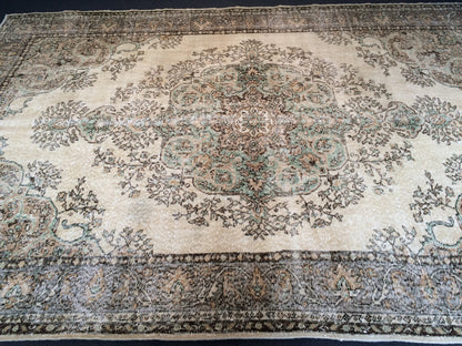 9.8 x 6.5 Large Oushak Rug, Vintage Rug Oushak Rug , Wool  Rug Turkish  Rugs Persian Rug Muted Persian Rug